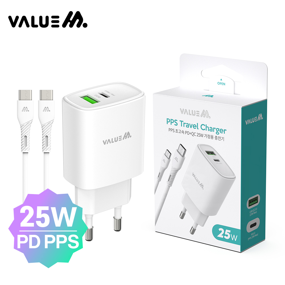 [�����] ������ 25W(PD3.0+QC3.0) 2��Ʈ PPS �ʰ��� �и��� ������(CtoC 1.0M 25W ���̺� ����)